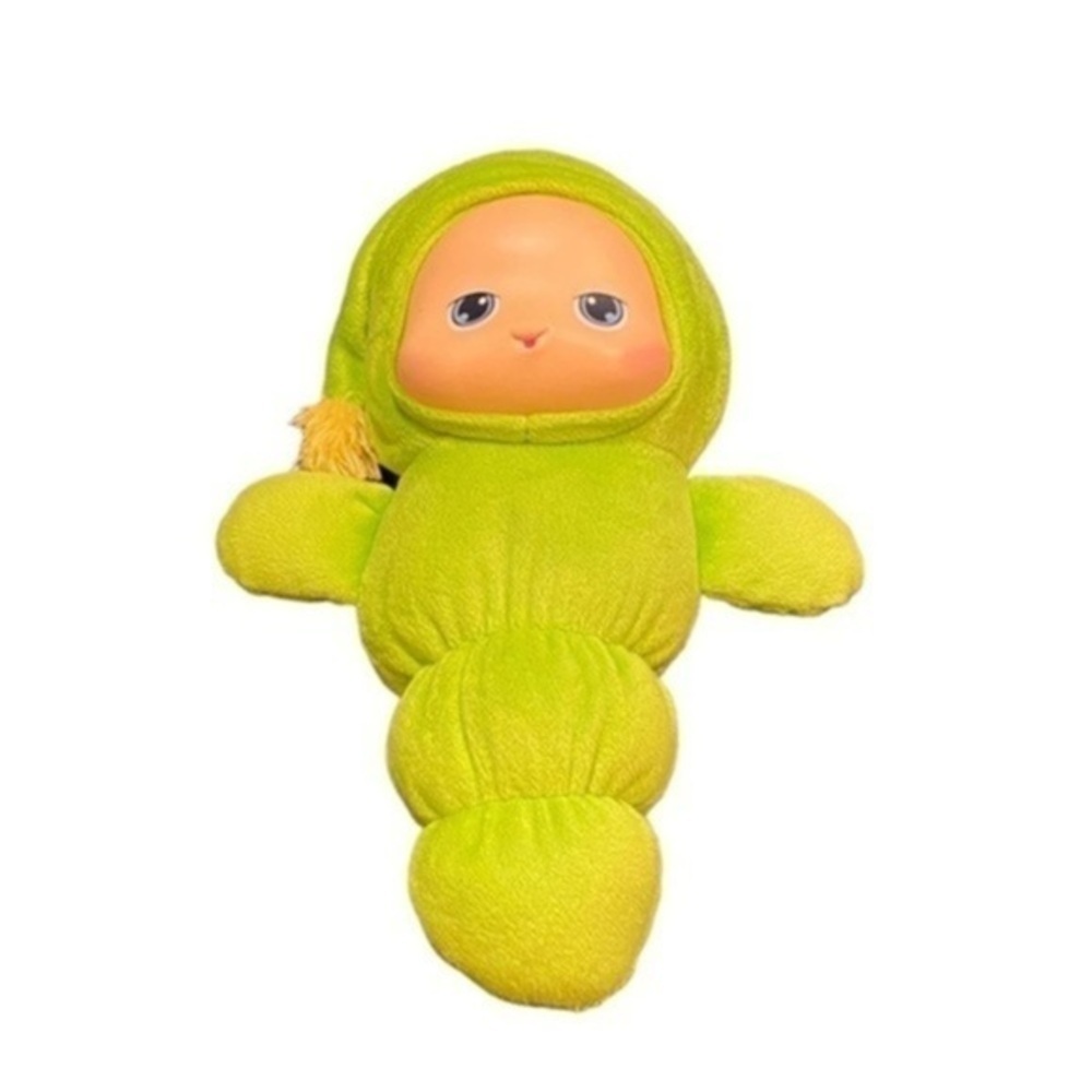 Hasbro 2009 Playskool Glo Worm Lullaby  10" Green Soft Plush Light Up Works